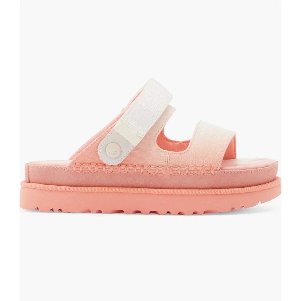 UGG Women's Platform Slide Sandals in Coral Pink and Ivory